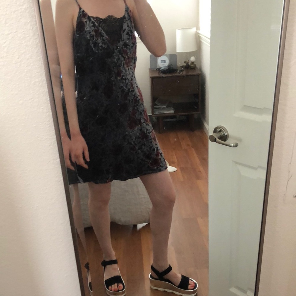 Vintage Gunne Sax velvet lace mini slip dress